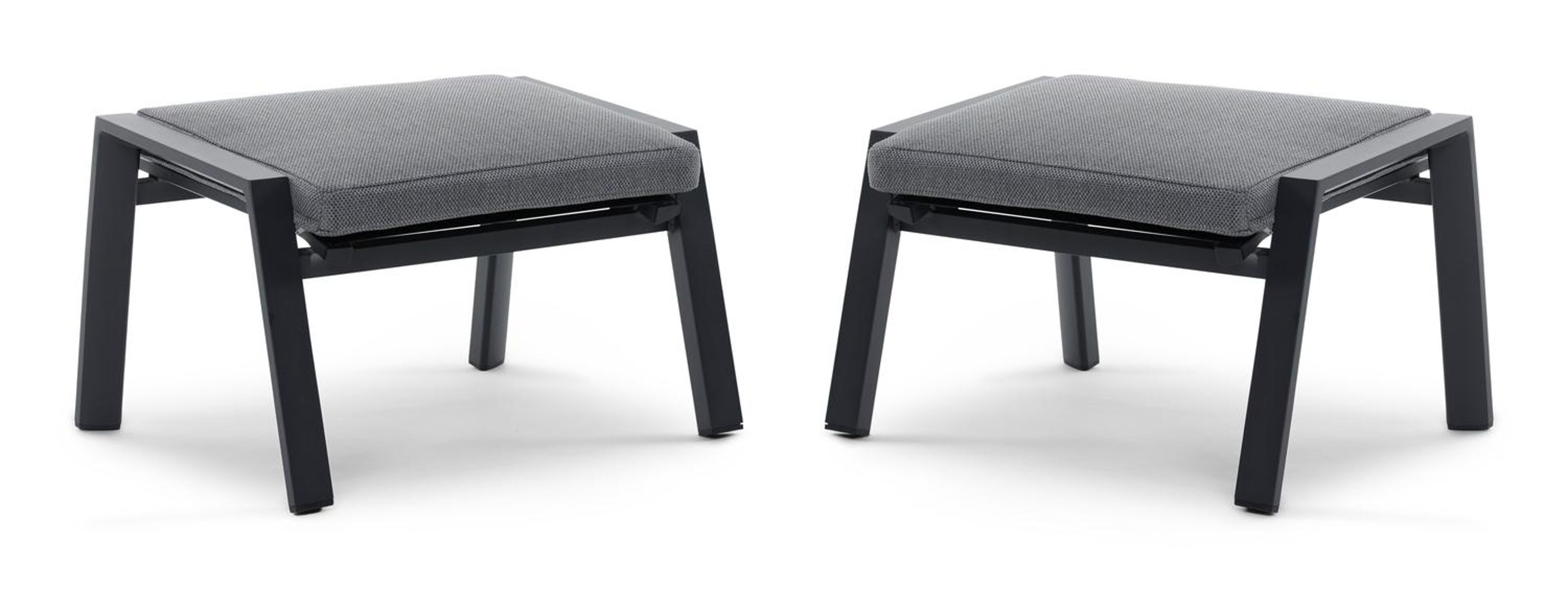 Prato lounge poef in zwart aluminium en met grijs weather+ softtouch kussen