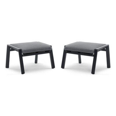 Prato lounge poef in zwart aluminium en met grijs weather+ softtouch kussen