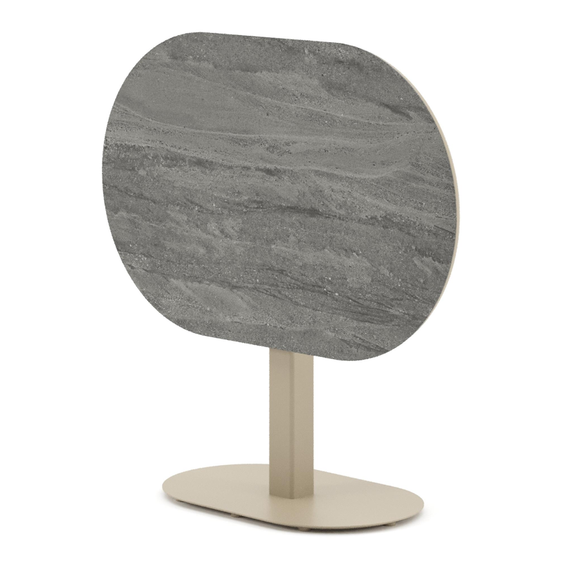 Table de jardin Teramo inclinable bombo en aluminium beige et céramique pleine Aspen Grey - Lg. 110 x Lrg. 70 x Haut. 73.7 cm