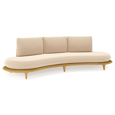 Bomero loungebank in teak met natte heather beige all weather sunbrella® luxe kussen