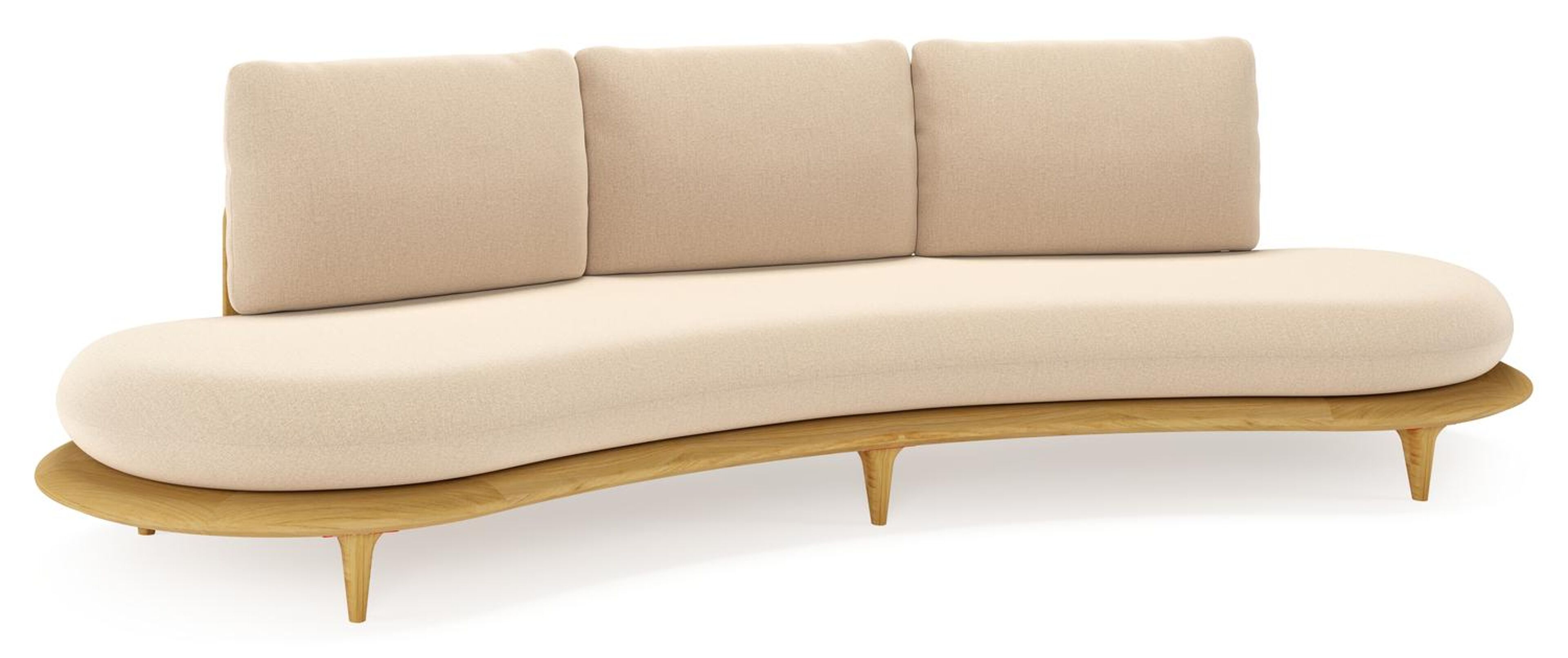 Bomero loungebank in teak met natte heather beige all weather sunbrella® luxe kussen