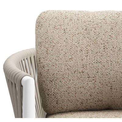 Organo tuinstoel in wit aluminium en beige verticaal geweven luxe vlakke rope met zitkussen in All Weather Cosytica Bora Jungle