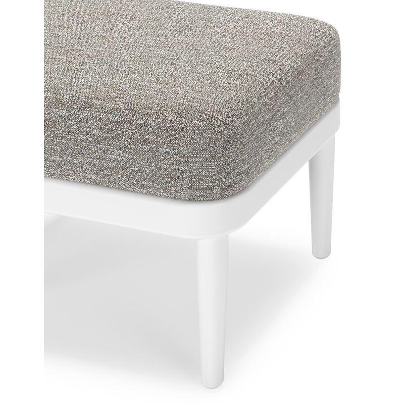Pouf Orso en aluminium blanc et coussins en all weather sunbrella® luxe Tundra Pepper