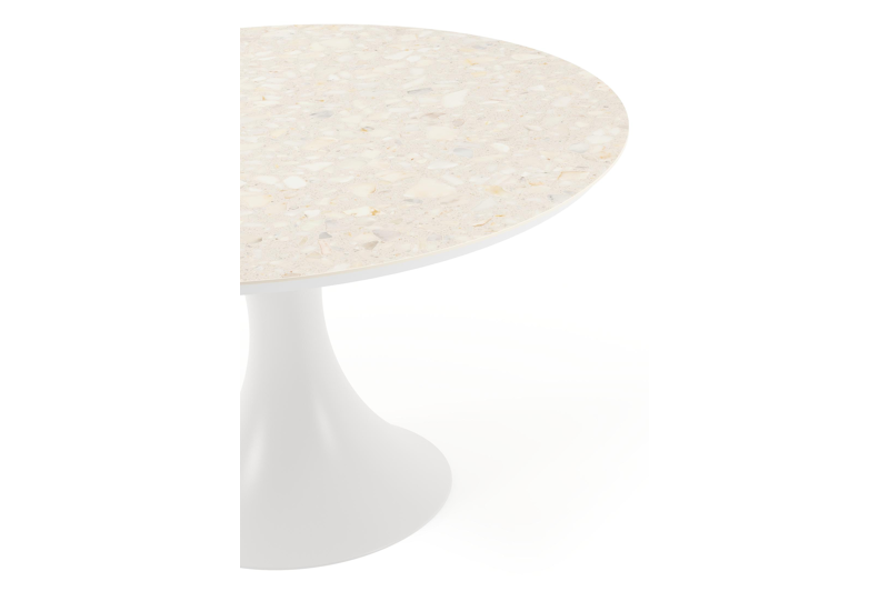 Fano tuintafel rond in wit aluminium en volkeramiek retrostone - Dia. 130 x H 75 cm