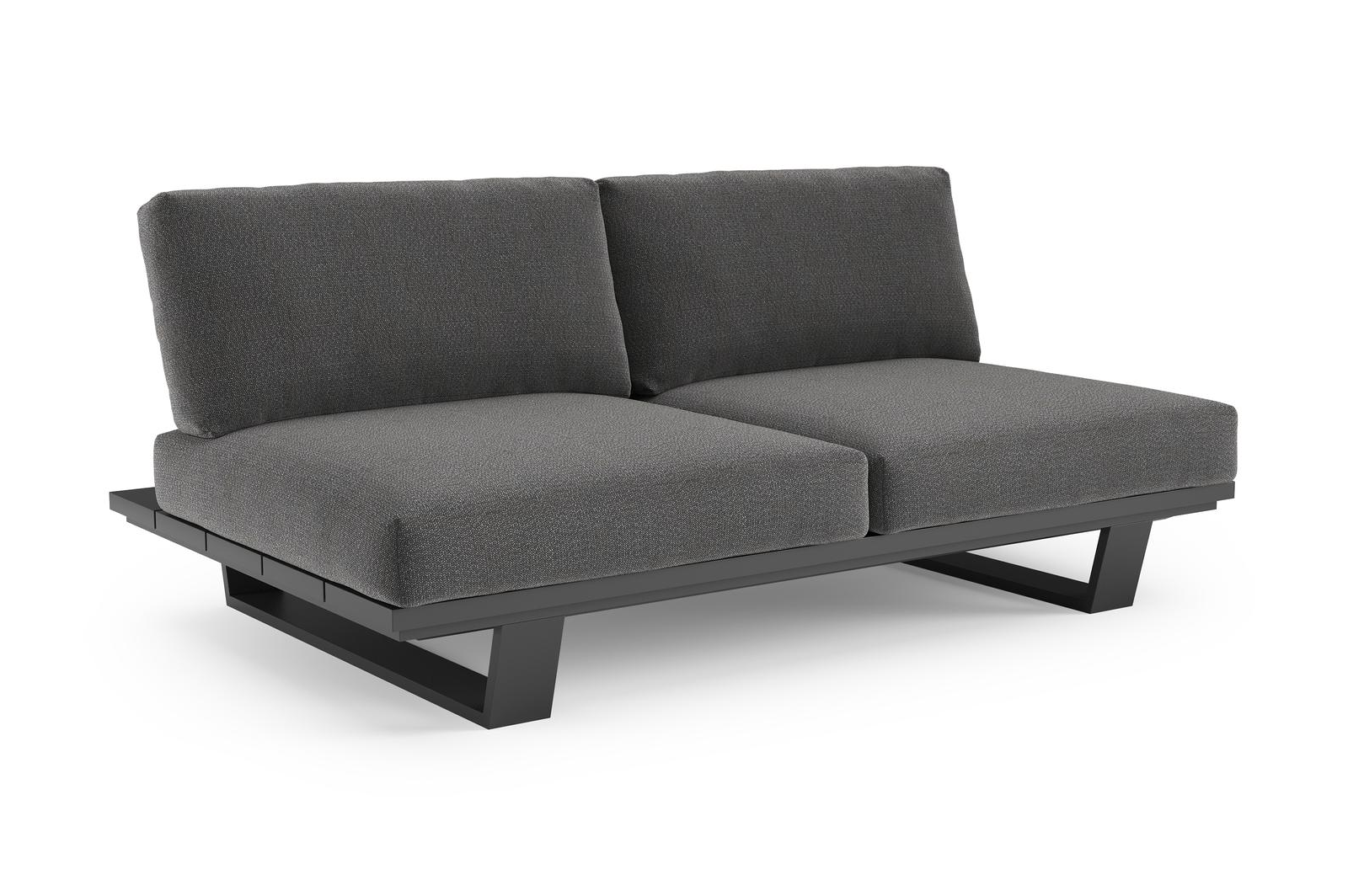 Pagino loungebank in zwart aluminium met savane tornado all weather sunbrella® luxe kussen