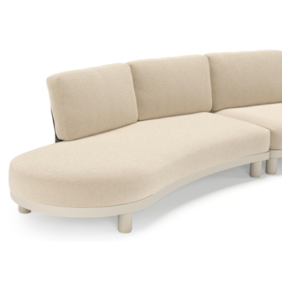 Donato loungebank in beige aluminium met all weather cosytica Althea Chalk kussen