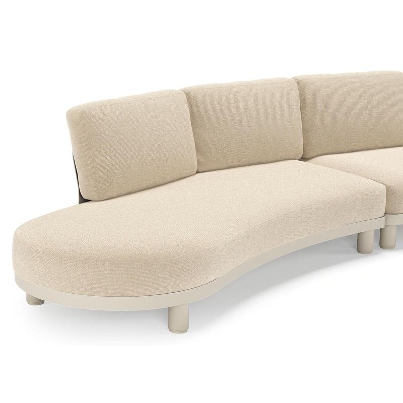 Donato loungebank in beige aluminium met all weather cosytica Althea Chalk kussen