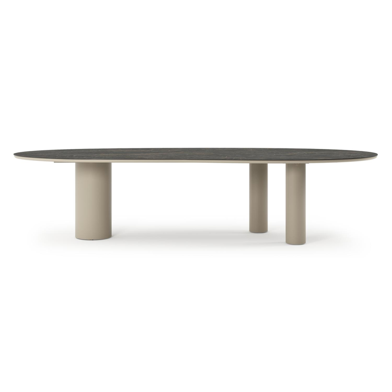 Organo tuintafel organisch in beige aluminium en volkeramiek Black Obsession - L 320 x B 120 x H 74 cm