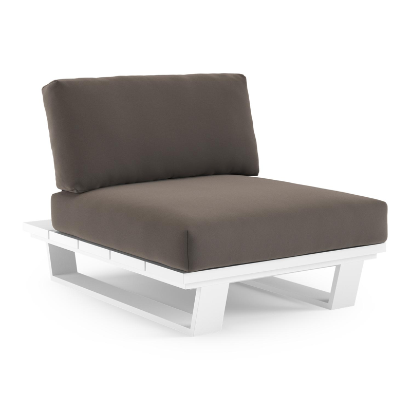 Pagino loungestoel in wit aluminium met natte nature grey all weather sunbrella® luxe kussen