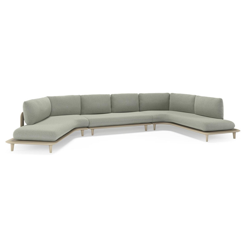 Bomero loungehoek in beige aluminium met savane leaf all weather sunbrella® luxe kussen