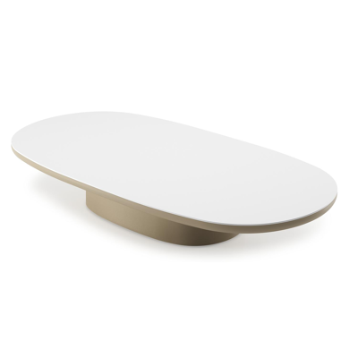 Amico loungetafel bombo in beige aluminium en volkeramiek Arctic White - L 171 x B 89 x H 24 cm