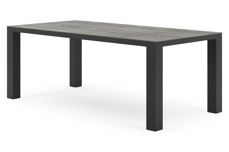 Nano tuintafel in zwart aluminium en volkeramiek aspen grey - L 200 x B 100 x H 75 cm