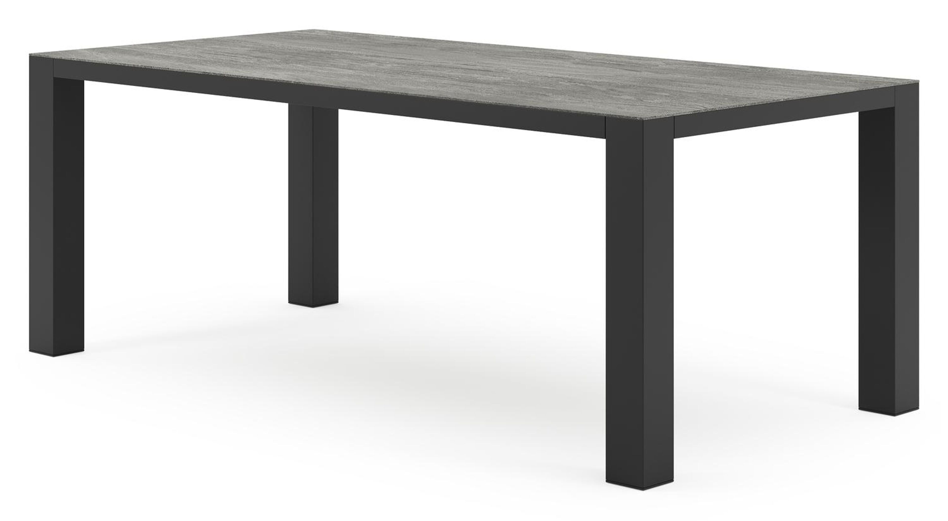 Nano tuintafel rechthoekig in zwart aluminium en volkeramiek aspen grey - L 200 x B 100 x H 75 cm