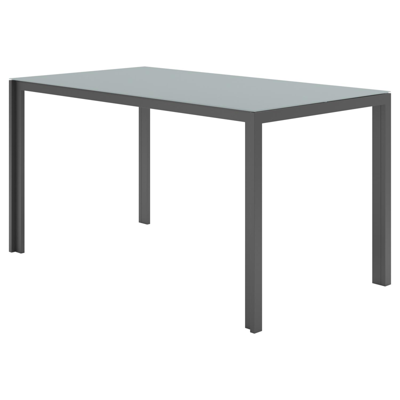 Caldela tuintafel in zwart aluminium en glas grijs - L 140 x B 80 x H 75 cm