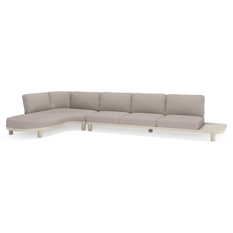 Salon de jardin d'angle Donato en aluminium beige et coussins en all weather sunbrella® luxe tundra charcoal