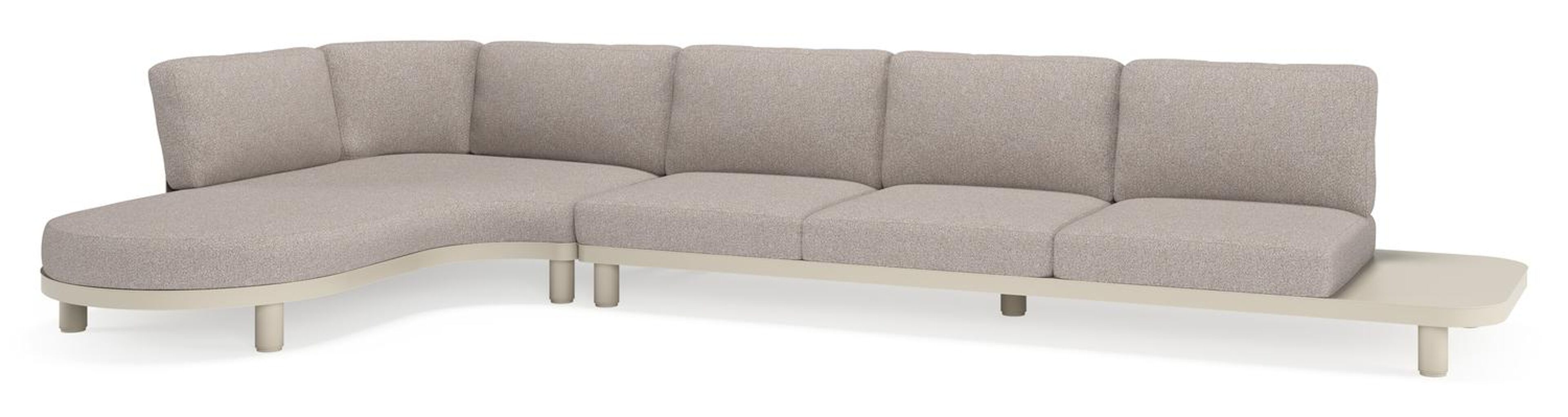 Donato loungehoek in beige aluminium met tundra charcoal all weather sunbrella® luxe kussen