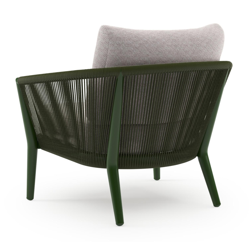 Orso loungestoel in groen aluminium en groen verticaal geweven ronde rope met Wander Gobi all weather sunbrella® luxe kussen