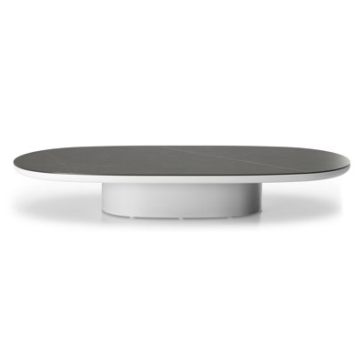 Amico loungetafel bombo in wit aluminium en volkeramiek Calatorao - L 171 x B 89 x H 24 cm