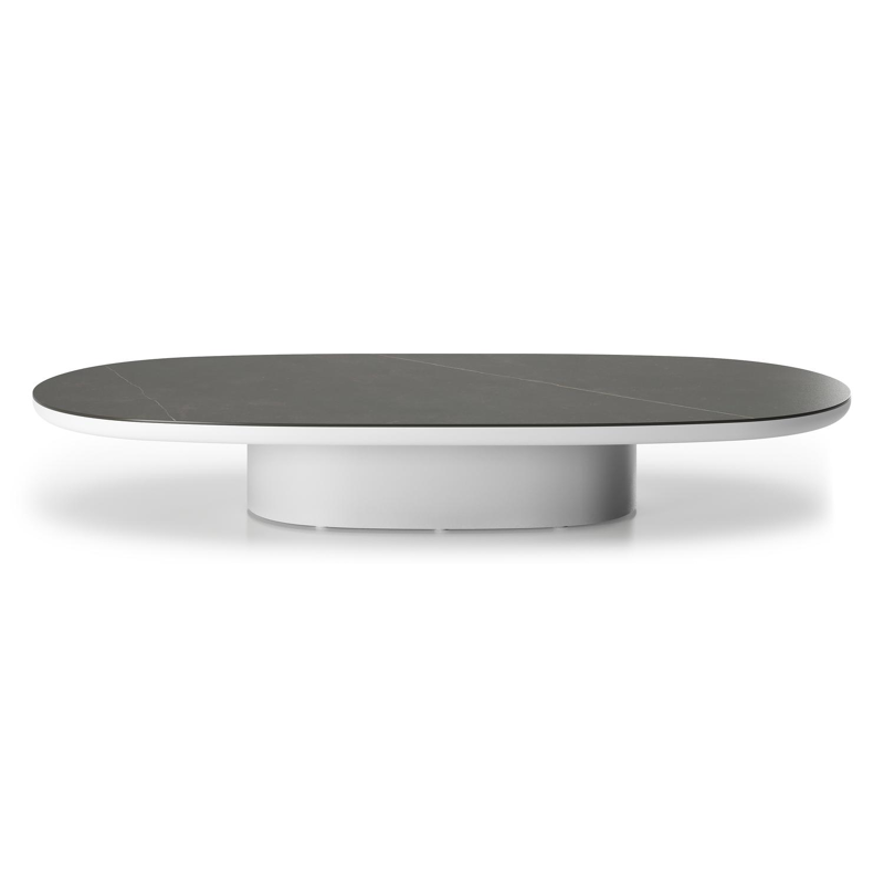 Amico loungetafel bombo in wit aluminium en volkeramiek Calatorao - L 171 x B 89 x H 24 cm