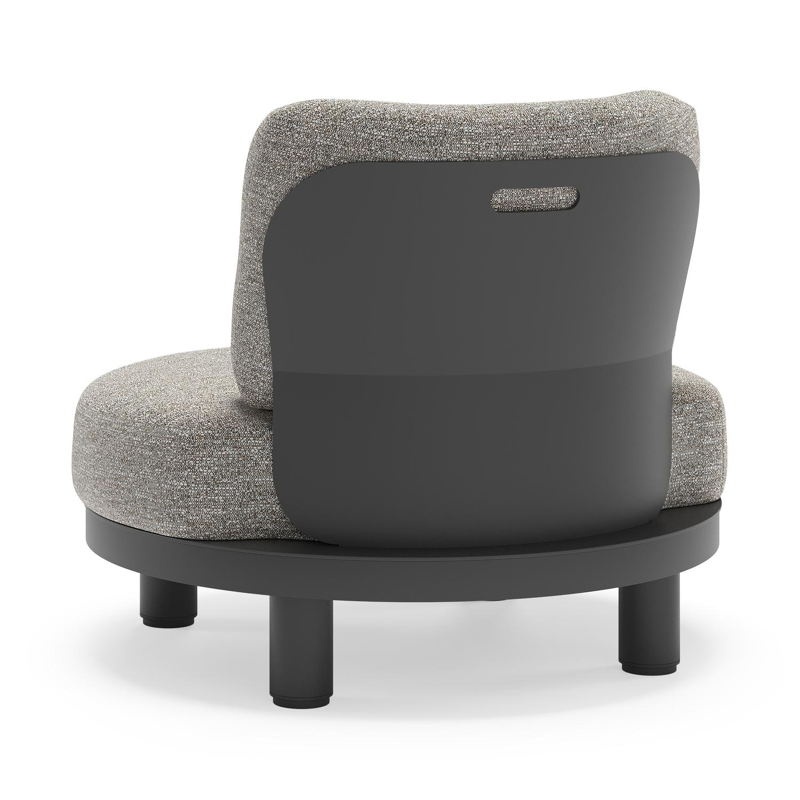 Fauteuil de jardin Donato en aluminium noir et coussins en all weather sunbrella® luxe Tundra Pepper