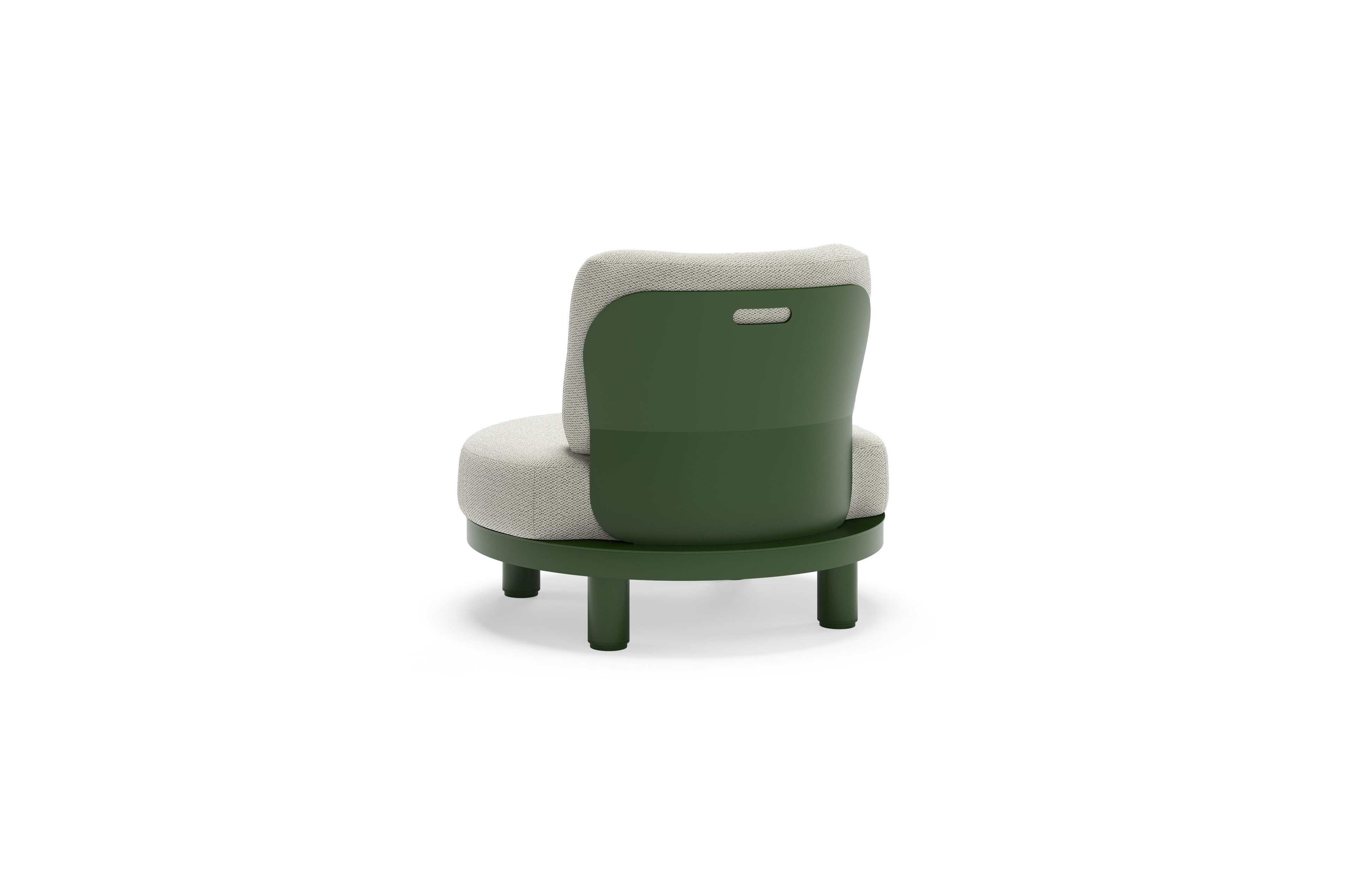 Donato loungestoel in groen aluminium met all weather sunbrella® luxe Lopi Bud kussen