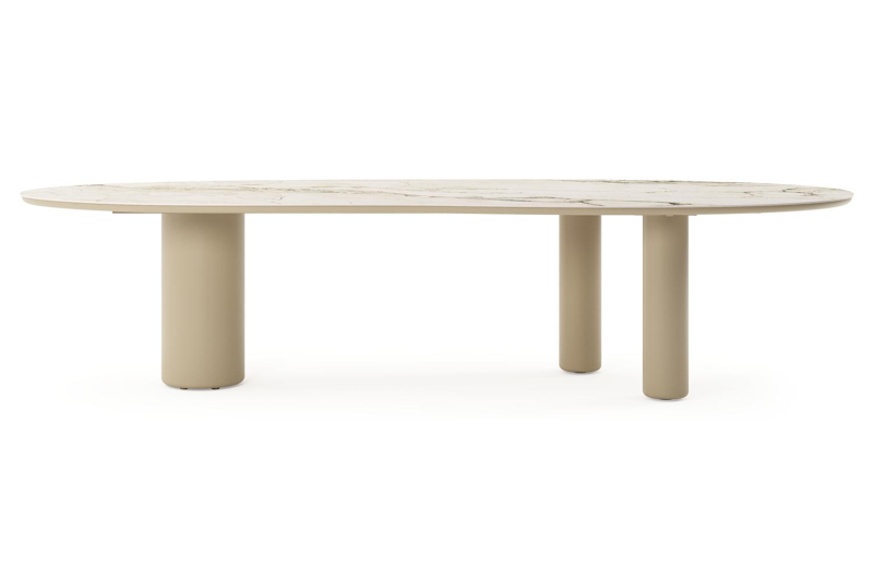 Amico tuintafel organisch in beige aluminium en volkeramiek Colorado Dunes - L 320 x B 120 x H 73.5 cm