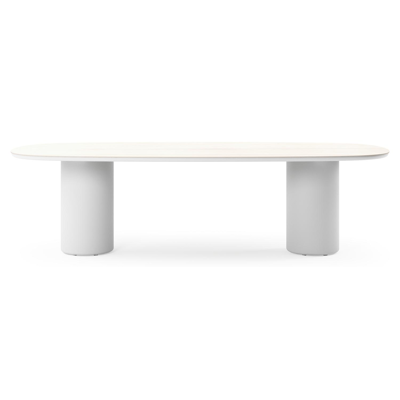 Amico tuintafel bombo in wit aluminium en volkeramiek Travertino Bianco - L 270 x B 125 x H 73.5 cm