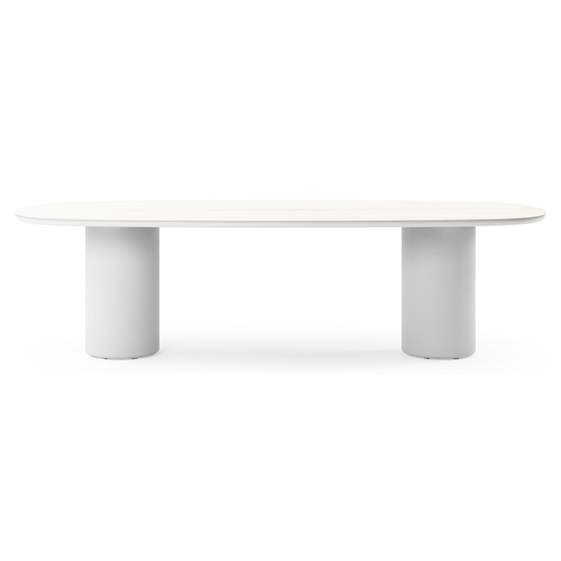 Amico tuintafel bombo in wit aluminium en volkeramiek Travertino Bianco - L 270 x B 125 x H 73.5 cm