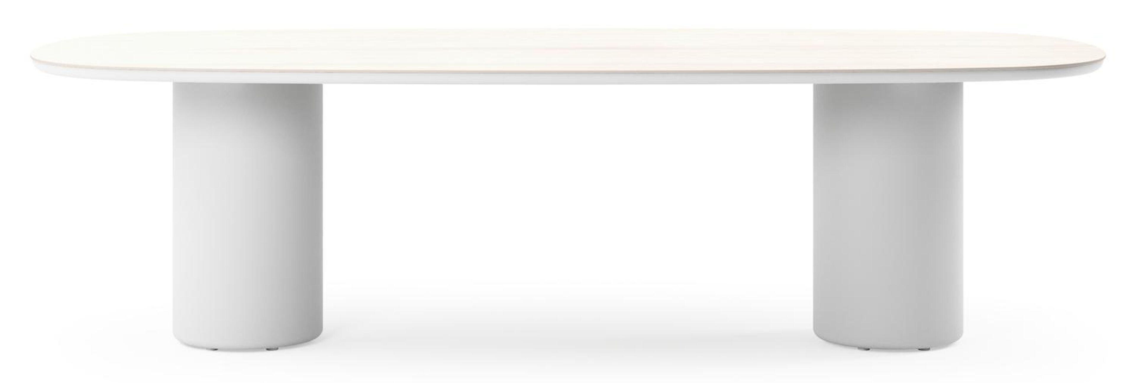 Table de jardin Amico bombo en aluminium blanc et céramique pleine Travertino Bianco - Lg. 270 x Lrg. 125 x Haut. 74 cm