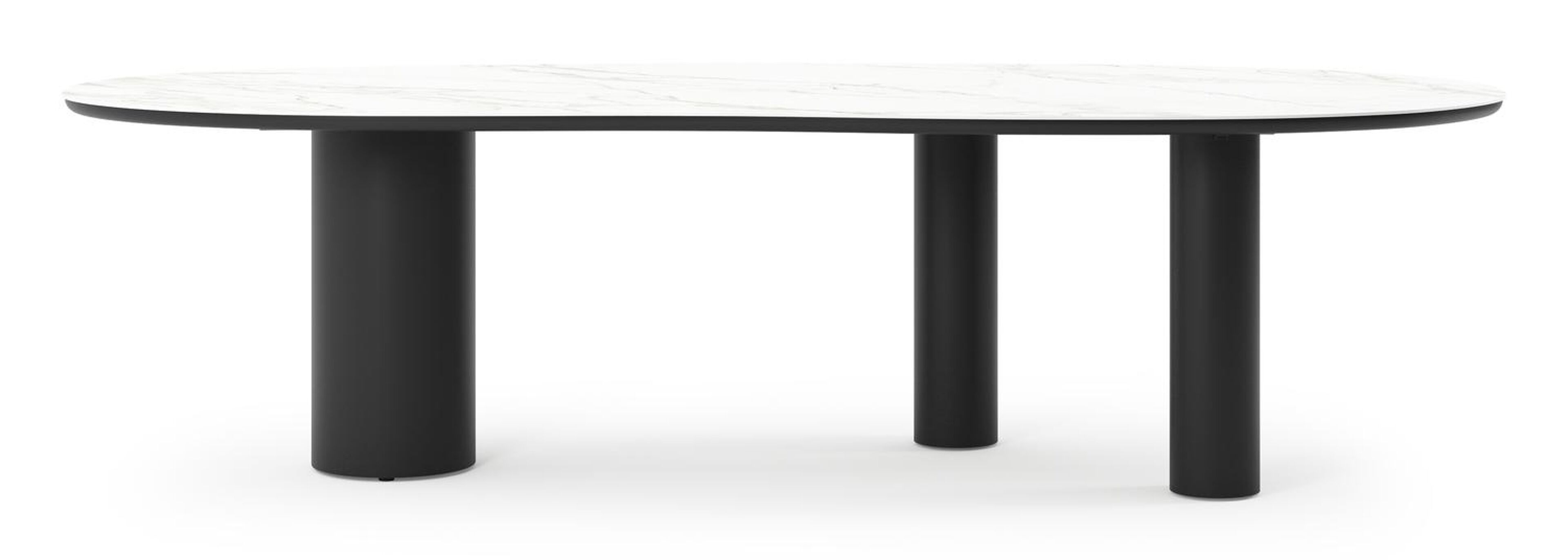 Organo tuintafel organisch in zwart aluminium en volkeramiek Calacatta - L 280 x B 120 x H 74 cm