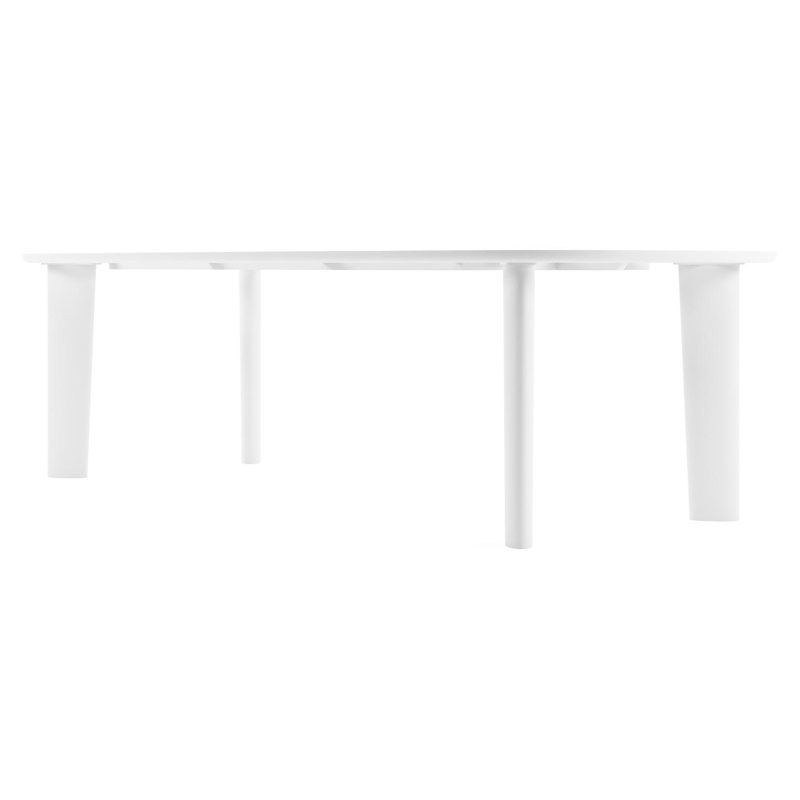 Table de jardin Amico bombo en aluminium blanc et céramique pleine Rapolano - Lg. 270 x Lrg. 125 x Haut. 73.5 cm