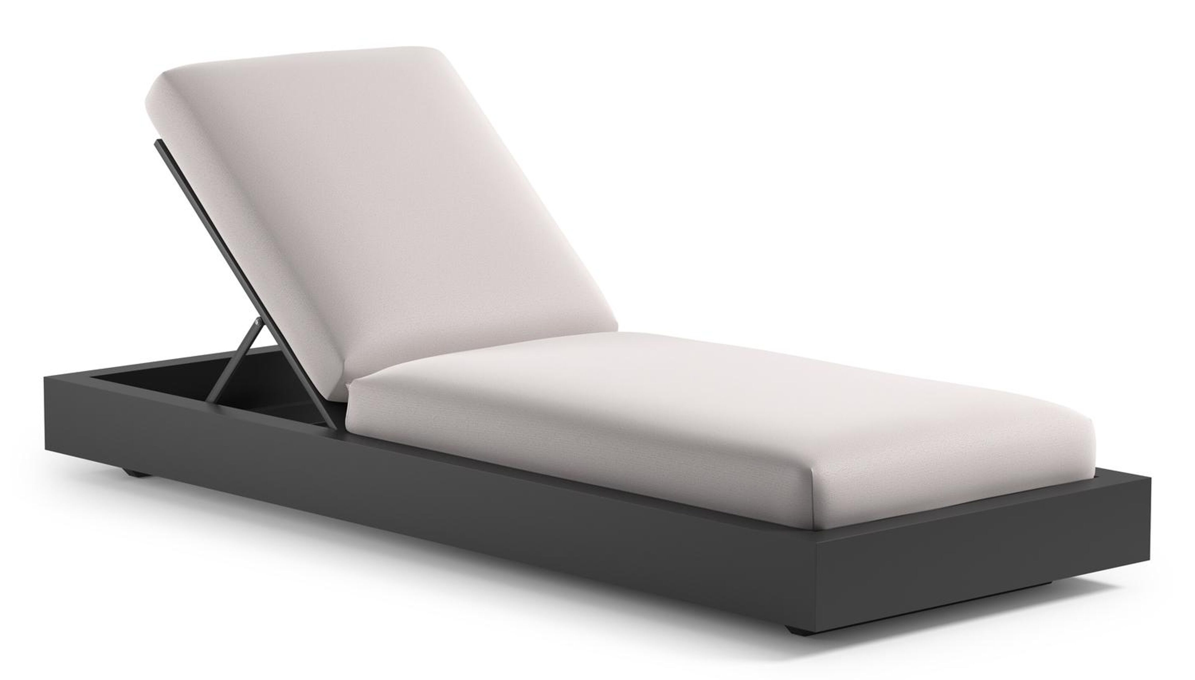 Como verstelbaar ligbed in zwart aluminium met savane whisper all weather Sunbrella® luxe kussen