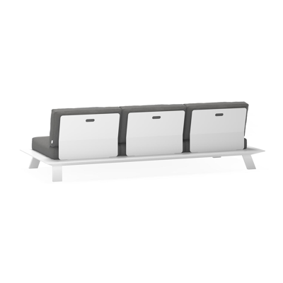 Cesano loungebank 3-zit in wit aluminium met natte charcoal chine all weather sunbrella® luxe kussen