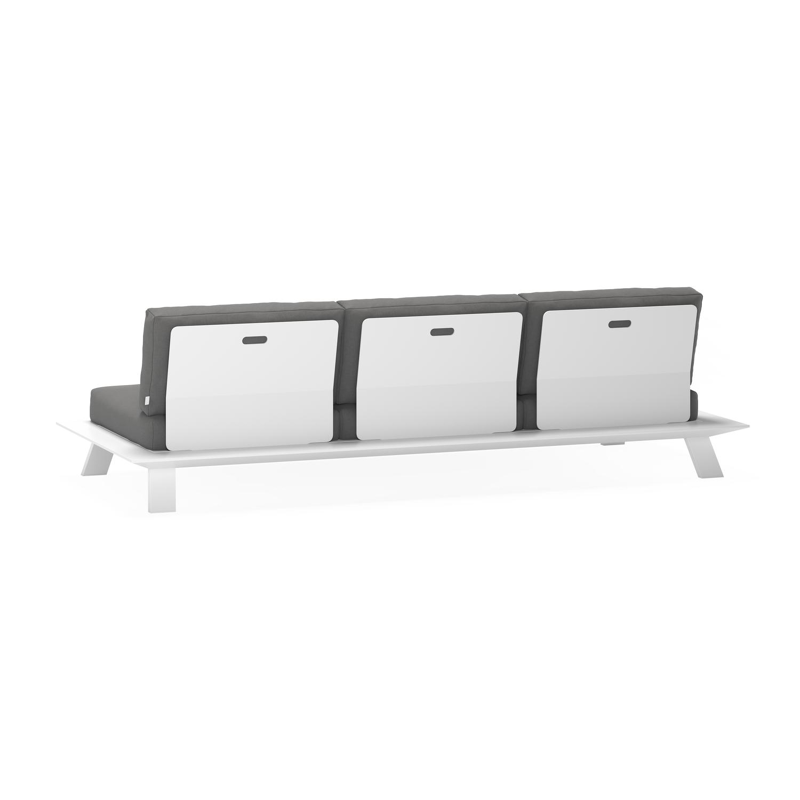 Cesano loungebank 3-zit in wit aluminium met natte charcoal chine all weather sunbrella® luxe kussen