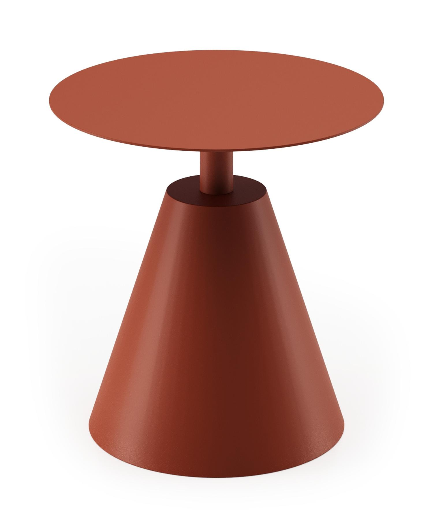 Lucca bijzettafel  in roestbruin aluminium - Dia. 50 cm