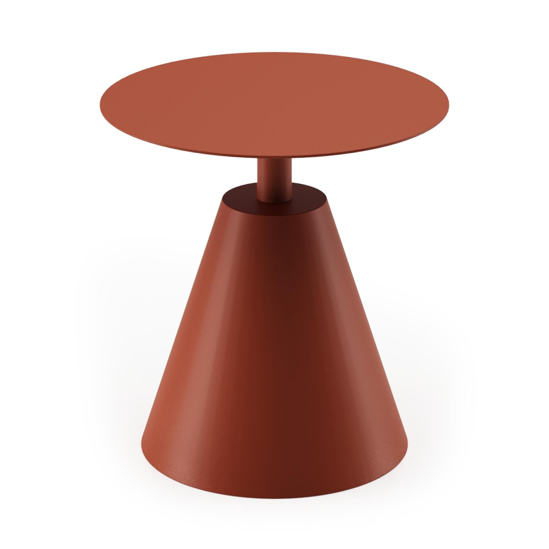 Lucca bijzettafel  in roestbruin aluminium - Dia. 50 cm