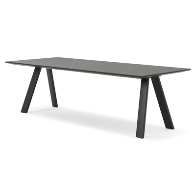 Table de jardin Cesano en aluminium noir et céramique pleine calatorao - Lg 240 x Larg. 100 x H 75 cm
