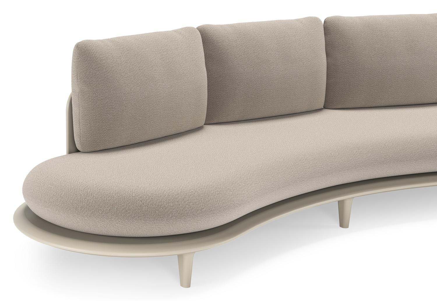 Canape de jardin Bomero en aluminium beige et coussins en all weather sunbrella® luxe savane coconut