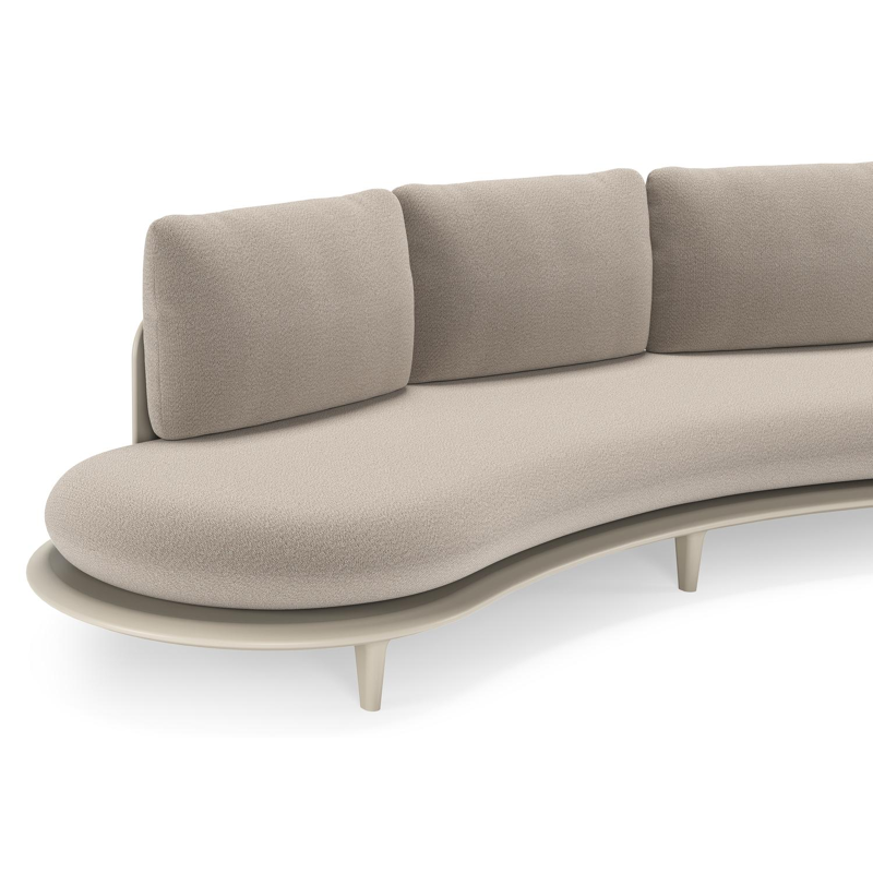 Bomero loungebank in beige aluminium met savane coconut all weather sunbrella® luxe kussen