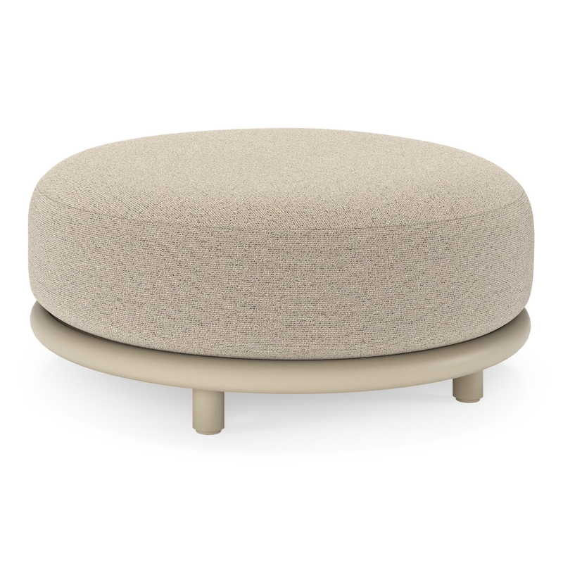 Pouf Lomano en aluminium beige et corde luxe plate tissÃ©e verticalement beige et coussins en all weather cosytica Marbella Beige