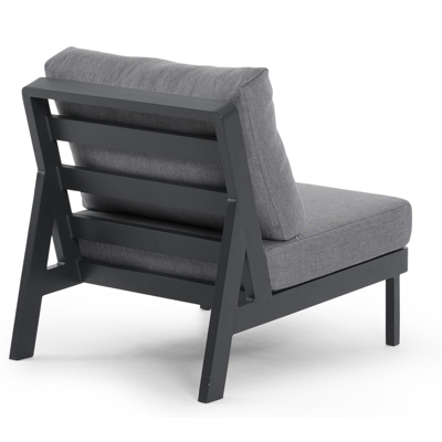 Aurano loungezetel tussenstuk in zwart aluminium met grijs weather+ softtouch kussen