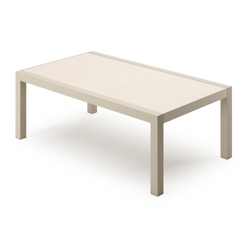 Alcudia loungetafel in beige aluminium en sintered stone beige - L 120 x B 70 cm