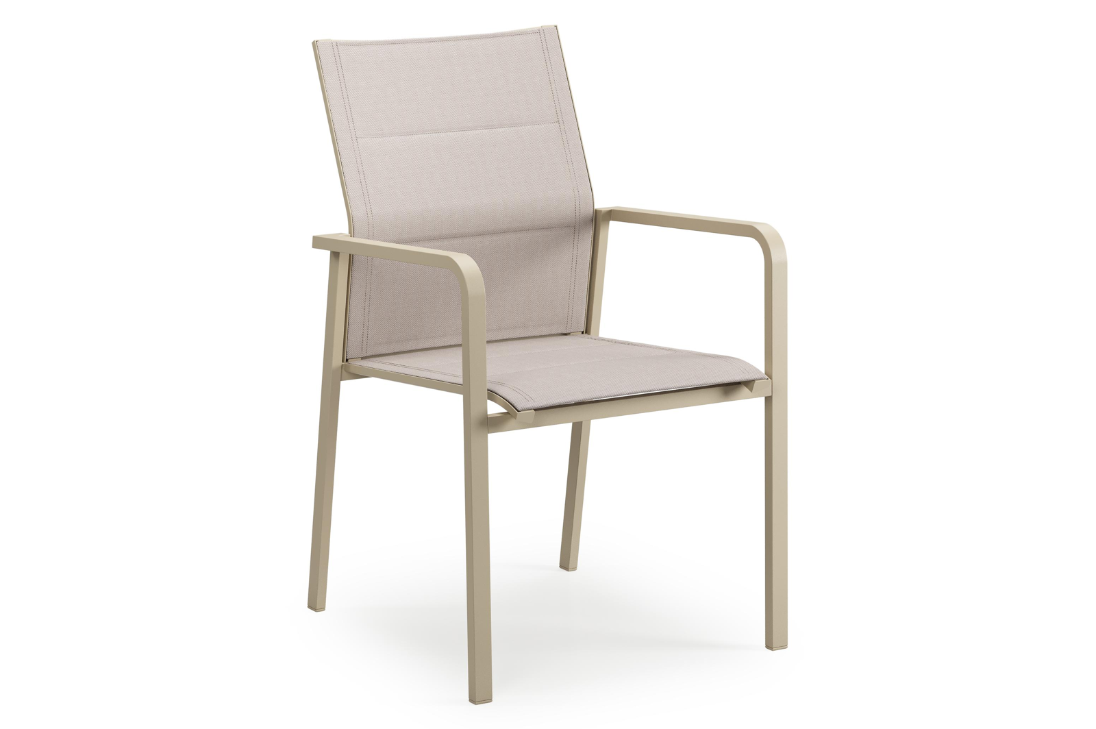 Como stapelbare tuinstoel in beige aluminium en beige dubbele comfort textilene