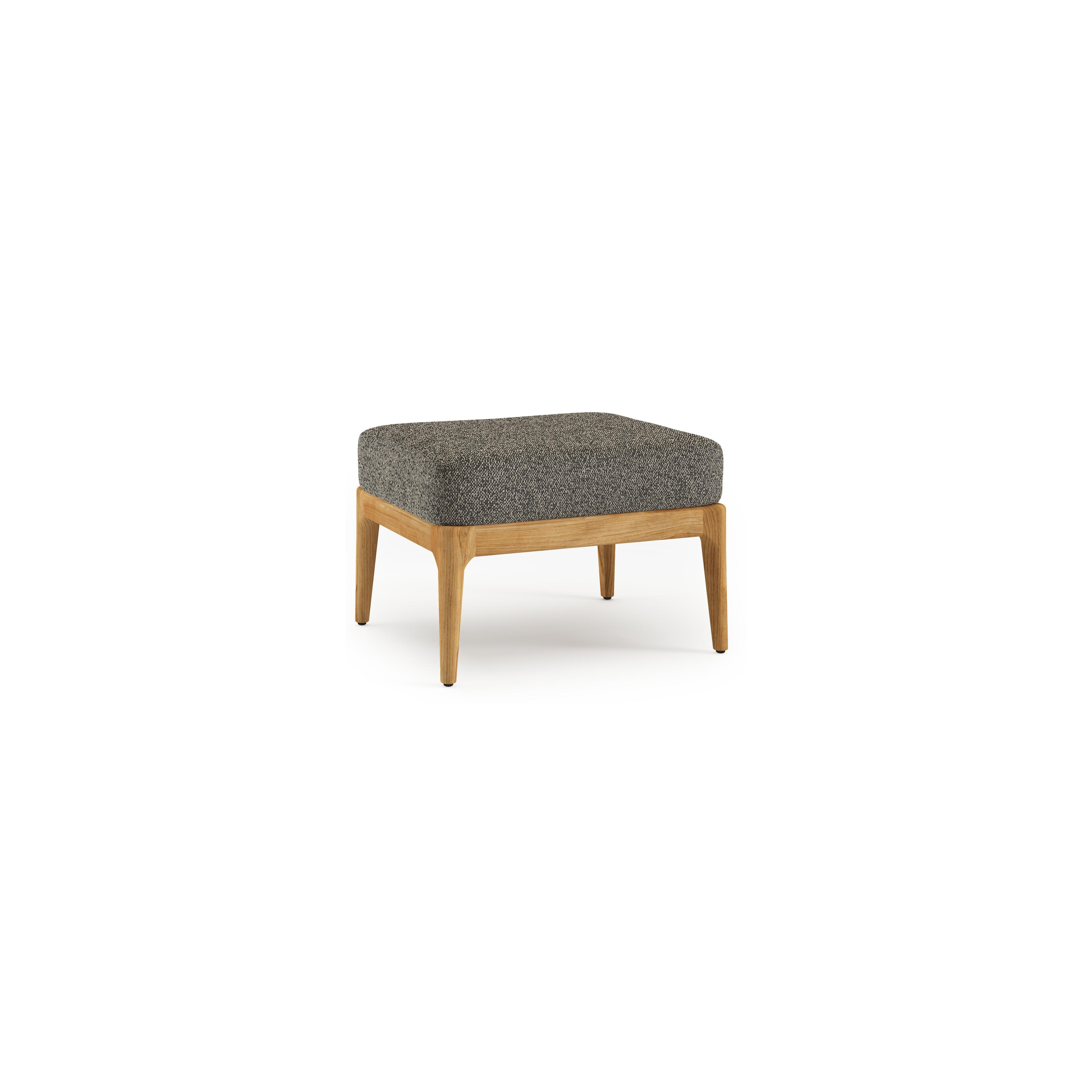 Orso poef in teak met Marbella Tunder all weather cosytica kussen