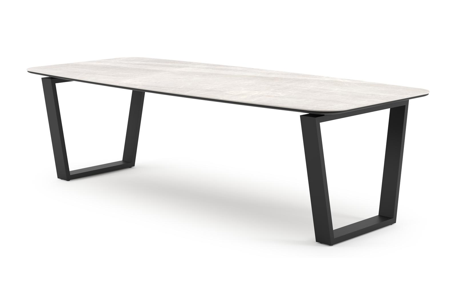 Pagino tuintafel bootvorm in zwart aluminium en volkeramiek Taj Mahal - L 255 x B 115 x H 73 cm