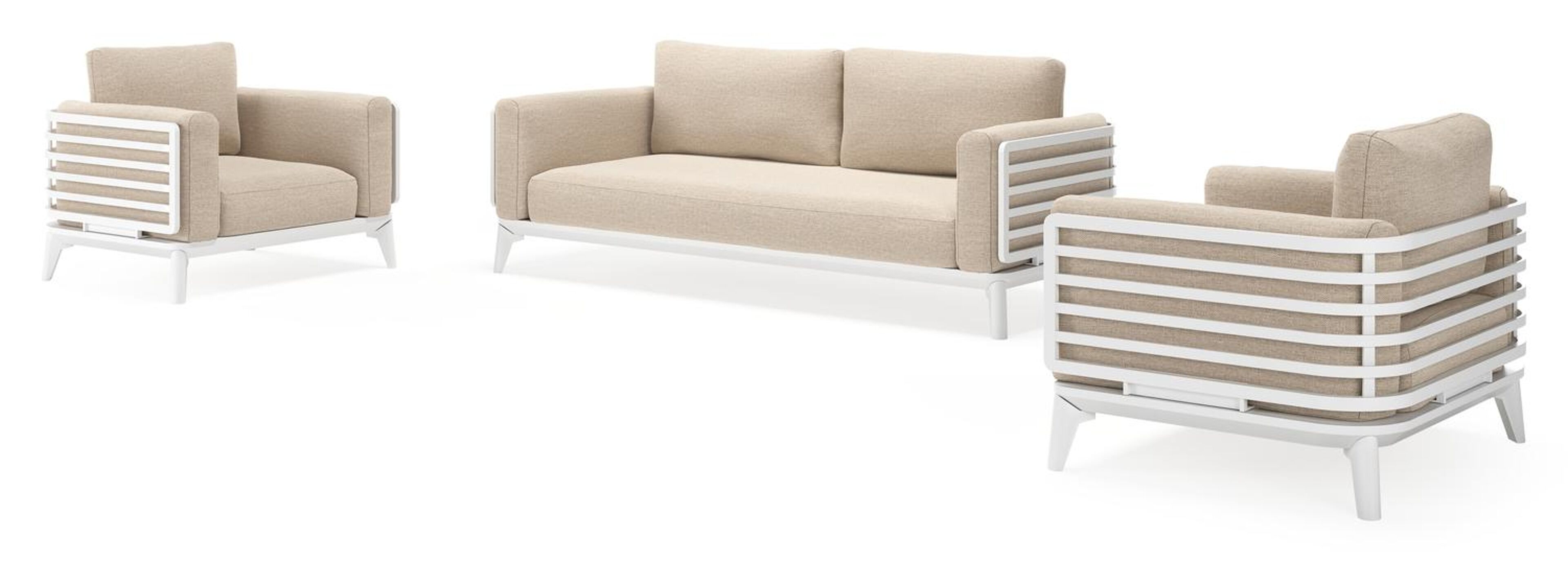 Mosa loungeset in wit aluminium met rustic weather+ softtouch kussens