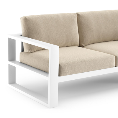 Verato loungehoek in wit aluminium met althea chalk all weather cosytica kussen