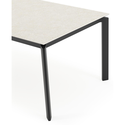 Cirello tuintafel in zwart aluminium en volkeramiek shilin - L 200 x B 100 x H 75 cm