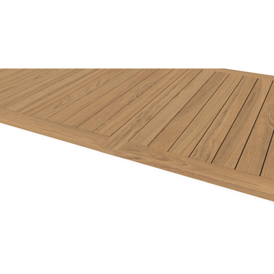 Trente tuinset in zwart aluminium en naturel teak tafelblad met 10 stapelbare Calobra tuinstoelen