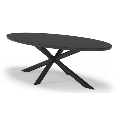 Pamplona ovale tuinset in zwart aluminium en sintered stone notte minerale met 6 Cosa tuinstoelen